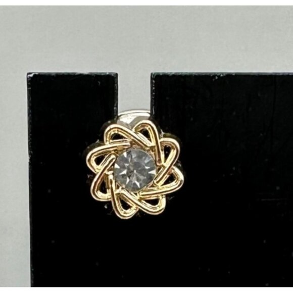Gold Tone Floral Crystal Rhinestone Pin Jewelry Brooch Accessory Jacket Lapel - Picture 1 of 5